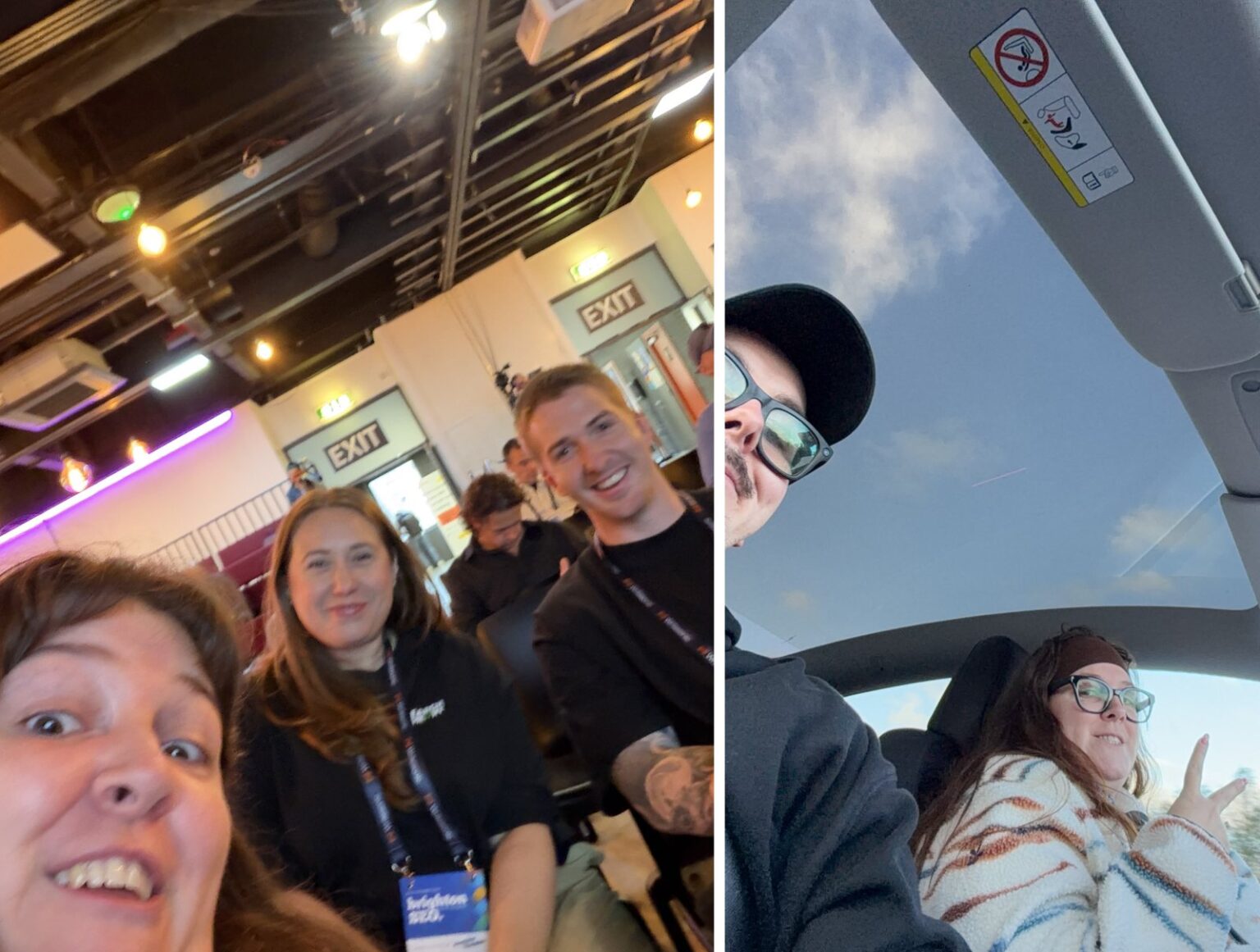Search Theory team selfie at brightonSEO and a sunroof selfie on the Brighton trip